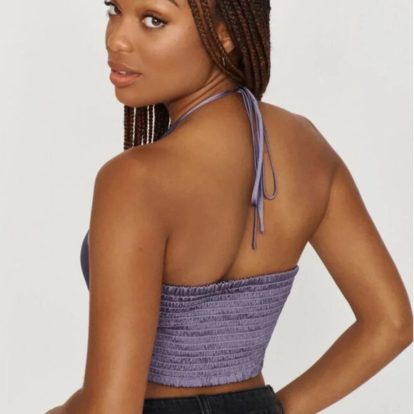 NWT Garage Ruched Satin Halter Top - Picture 3 of 6